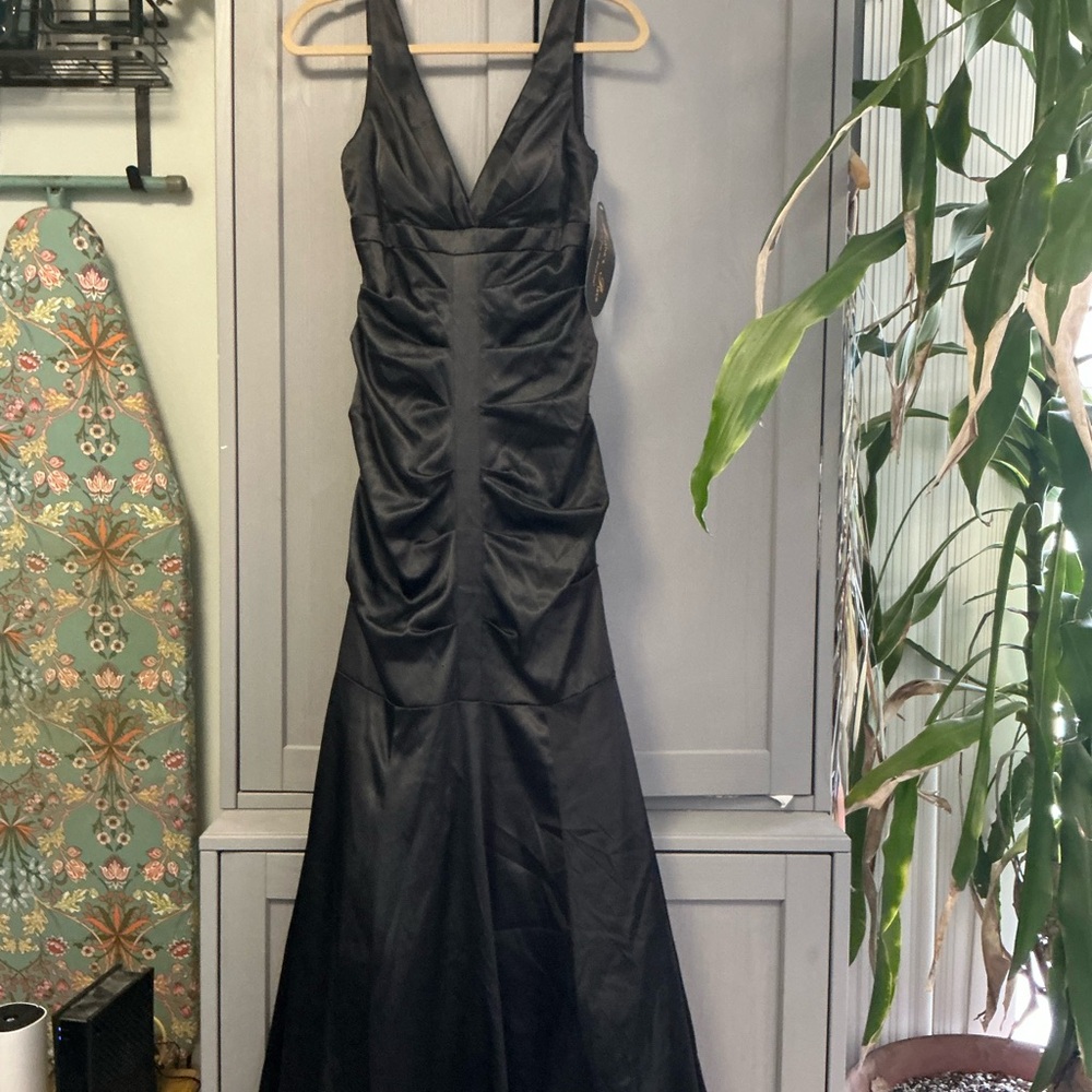 Xscape Black Ruched Dress